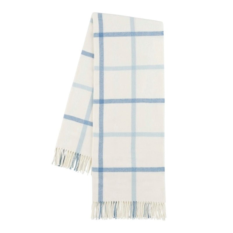 Blue Denim and Baby Blue Tattersall Plaid Throw by Lands Downunder