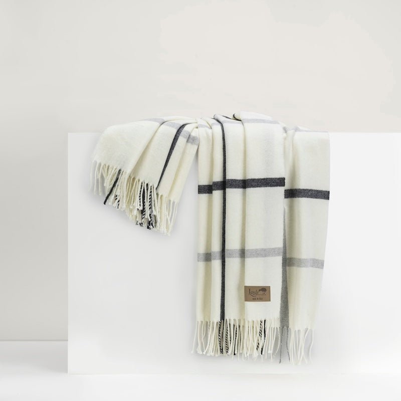 Light Gray and Graphite Tattersall Plaid Throw by Lands Downunder