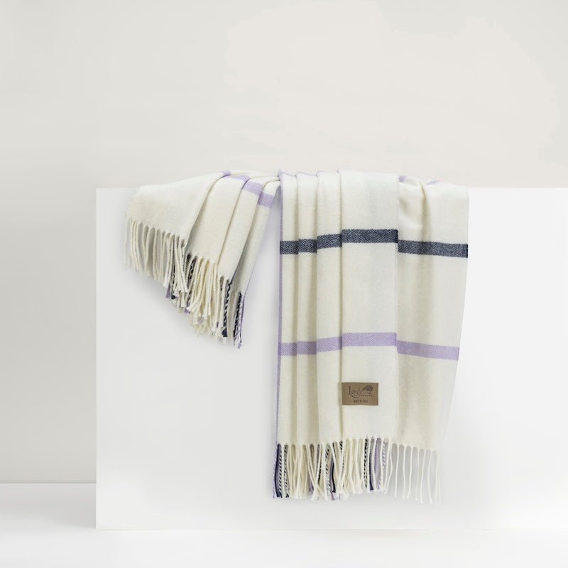Lilac and Navy Tattersall Plaid Throw by Lands Downunder