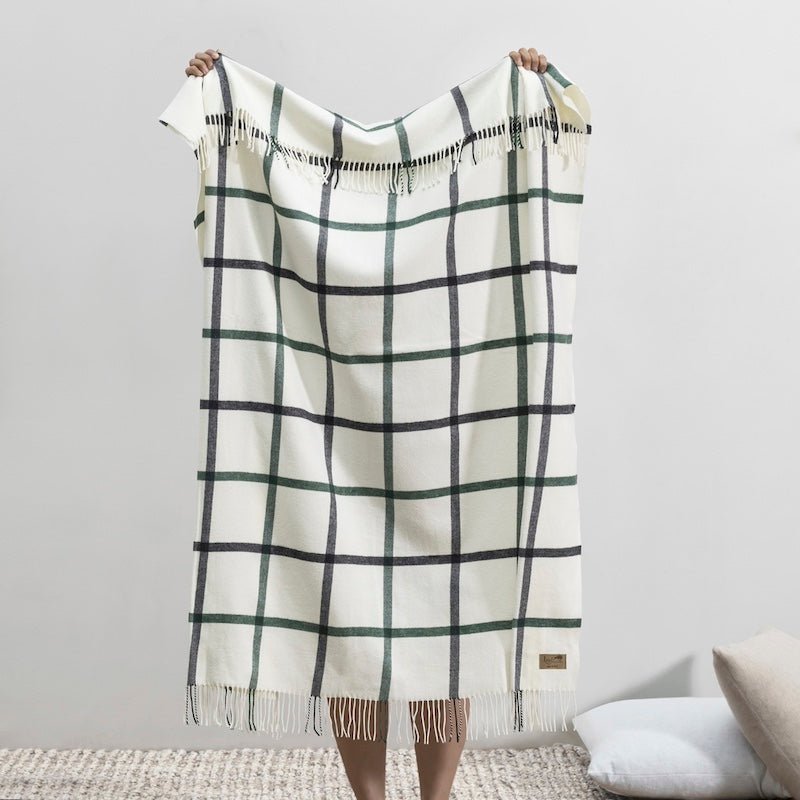Pine and Graphite Tattersall Plaid Throw by Lands Downunder