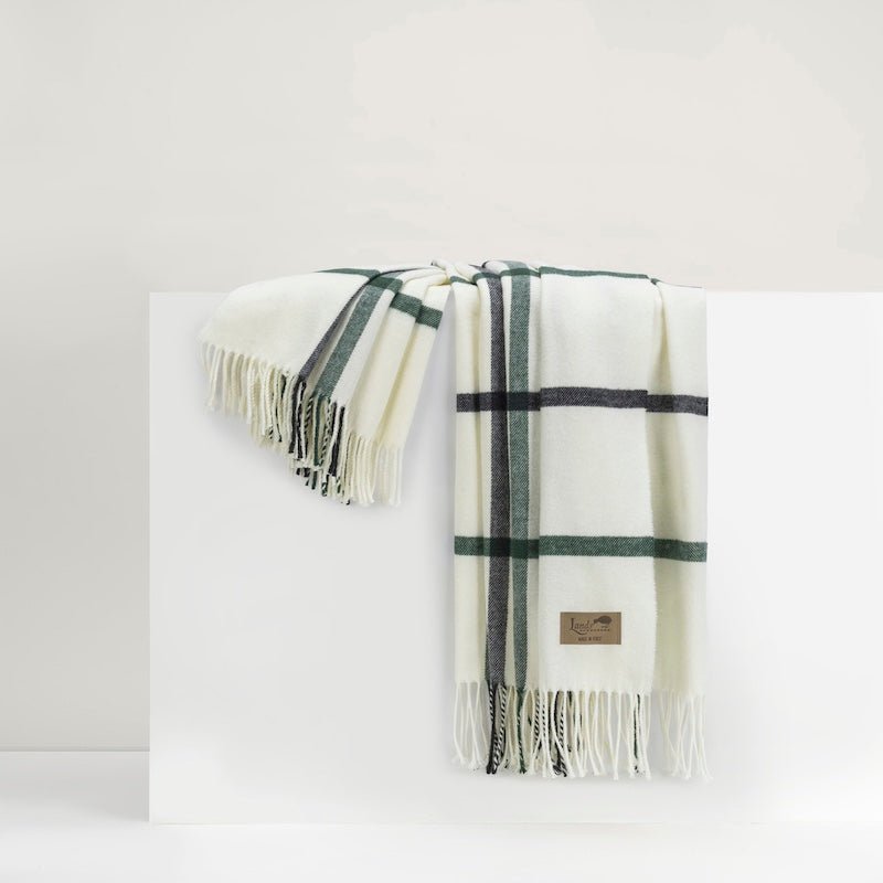 Pine and Graphite Tattersall Plaid Throw by Lands Downunder