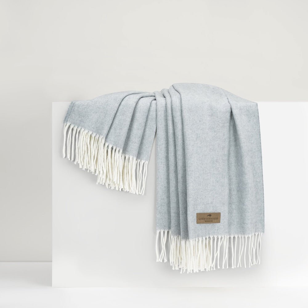 Italian Herringbone Crystal Blue Throw by Lands Downunder