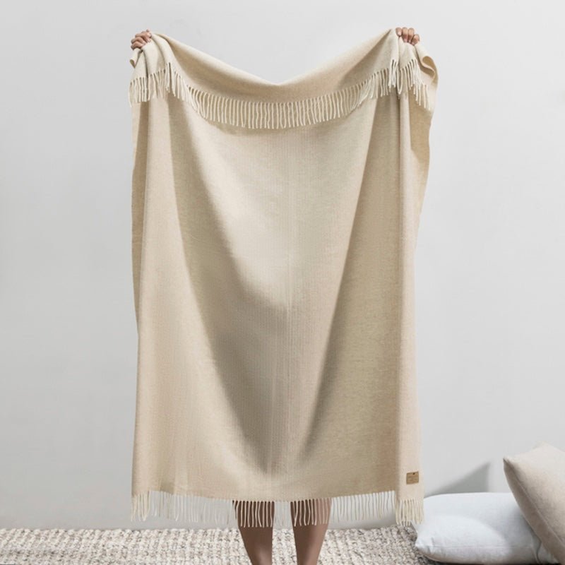 Sand Pinstripe Cashmere Throw by Lands Downunder