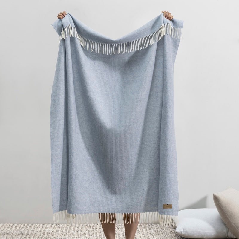 Sky Pinstripe Cashmere Throw by Lands Downunder