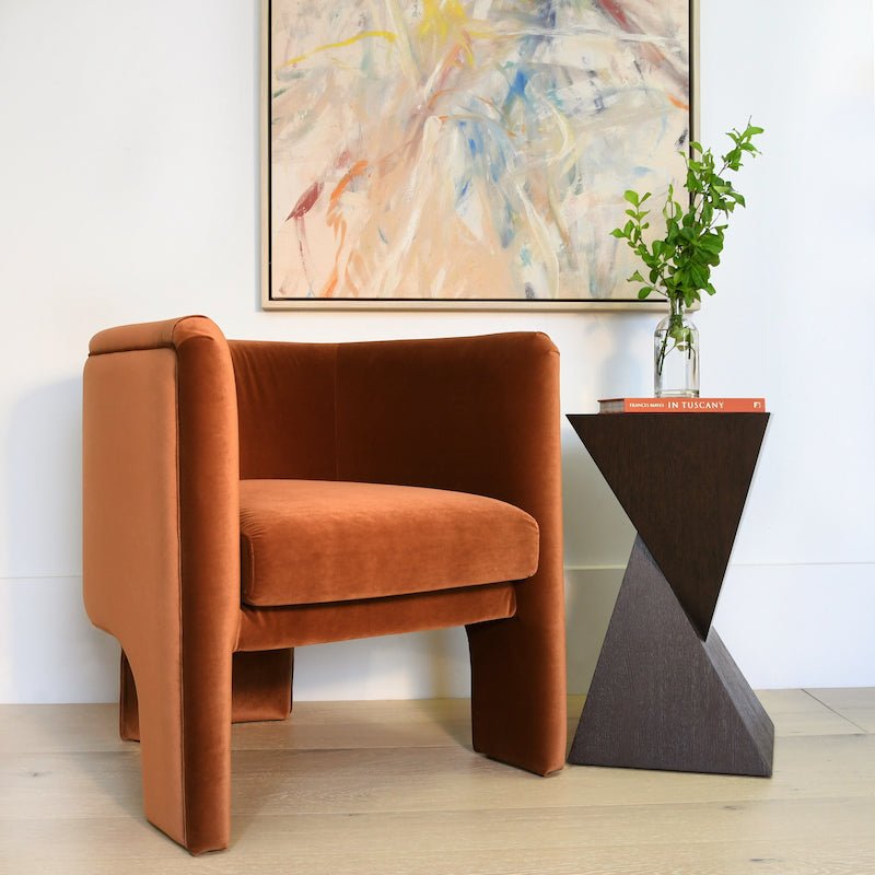 Lansky Rust Velvet Barrel Chair by Worlds Away
