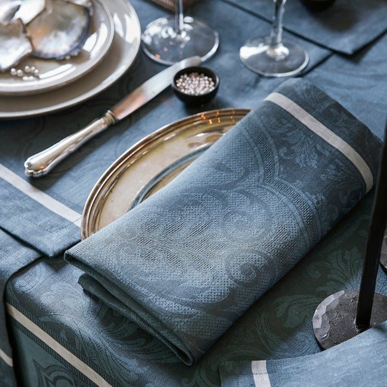 Armoiries Cerulean Blue Table Linens by Le Jacquard Français