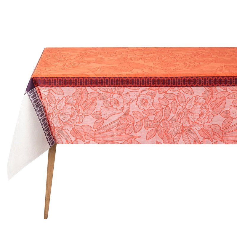 escapade tropicale orange tablecloth by le jacquard français