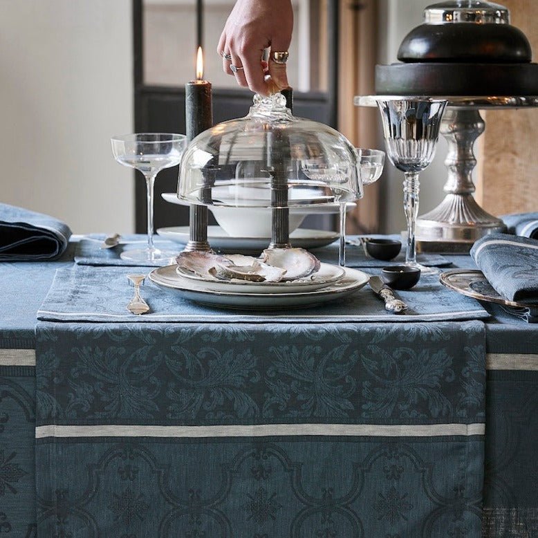 Armoiries Cerulean Blue Table Linens by Le Jacquard Français