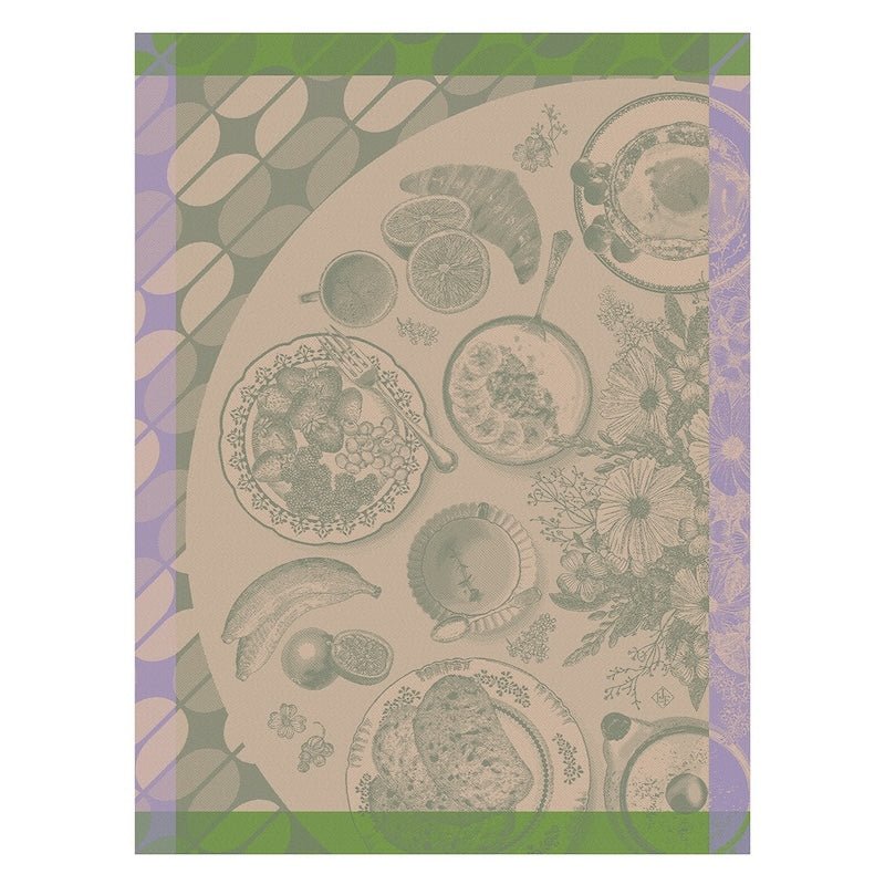 Brunch gourmand green tea towel by le jacquard français