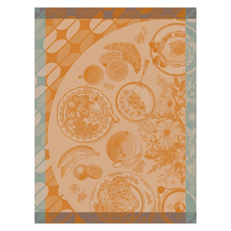 Brunch gourmand orange tea towel by le jacquard français