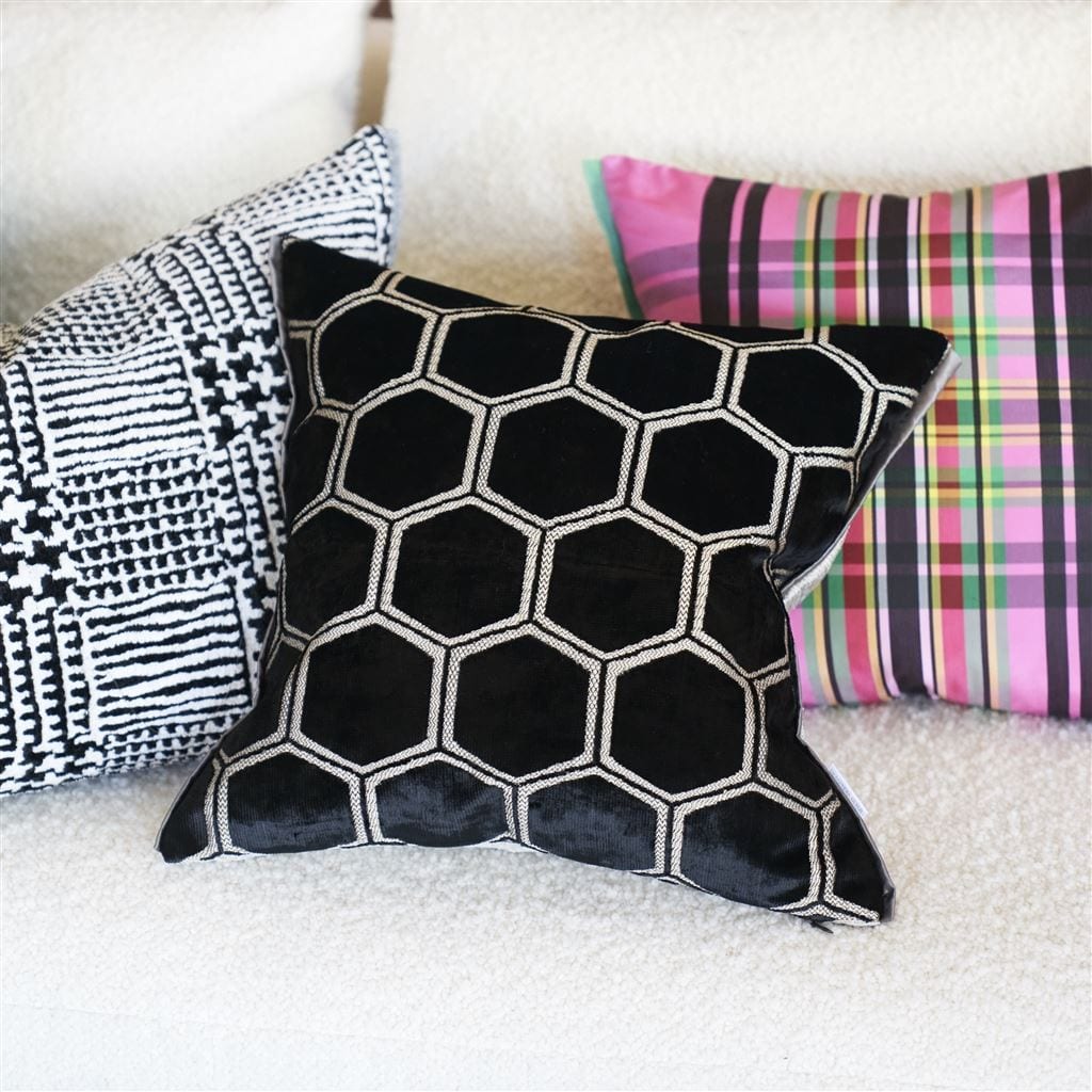 Manipur Noir Velvet Decorative Pillow by Designers Guild