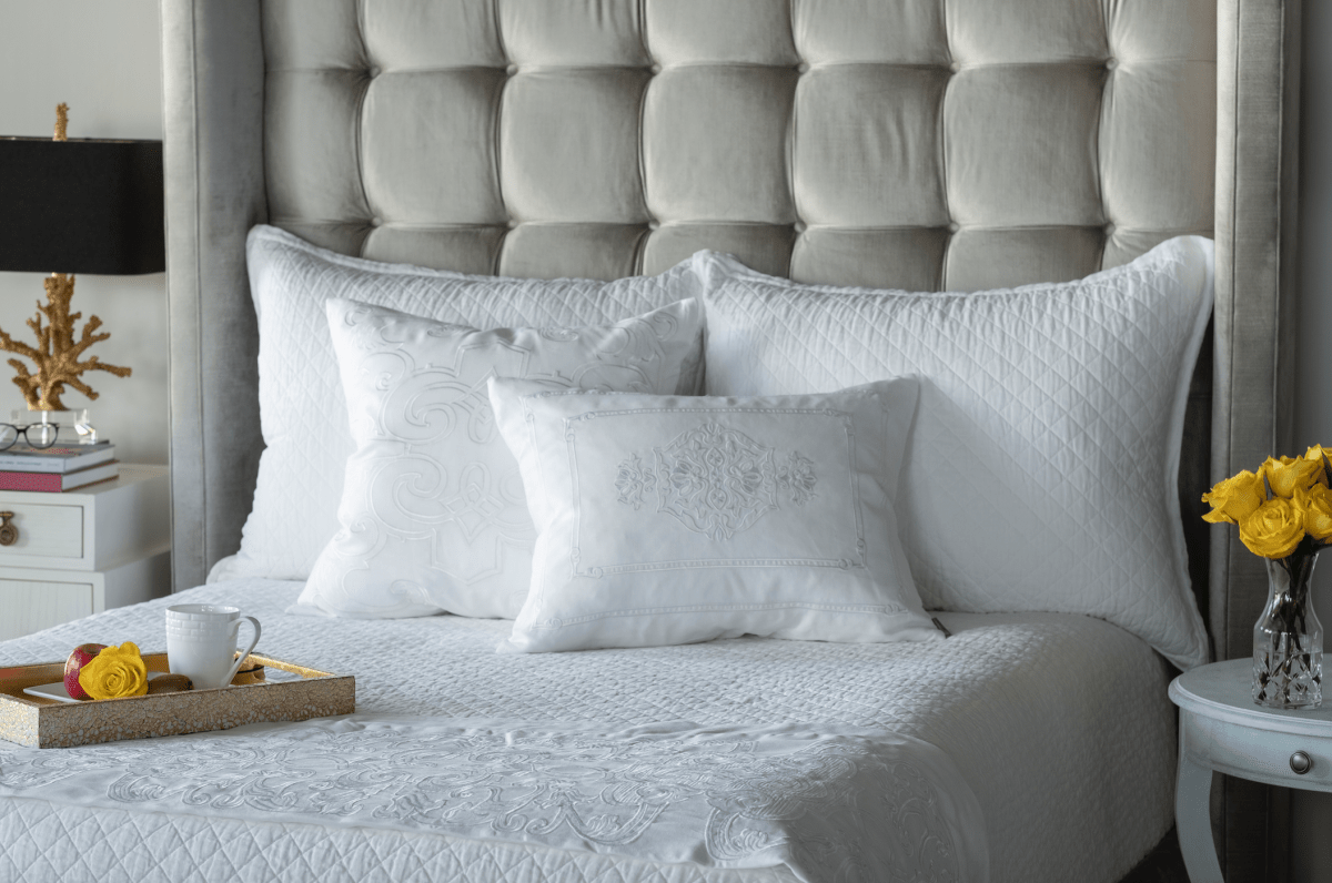 Emily White Quilted Linen Bedding by Lili Alessandra