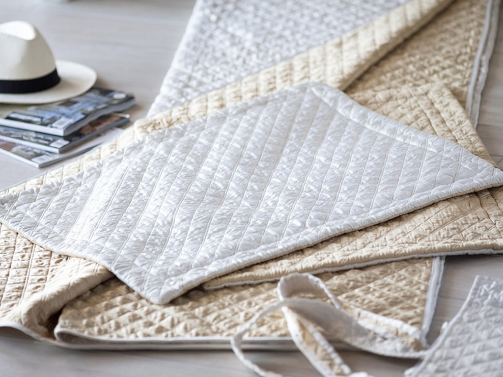 Silk & Sensibility Ivory and Ecru Quilted Coverlet Set