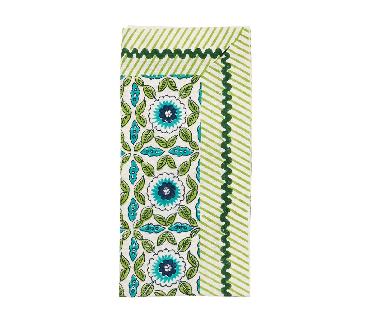 Majorelle Napkin in White, Blue  & Green Set of 4 by Kim Seybert