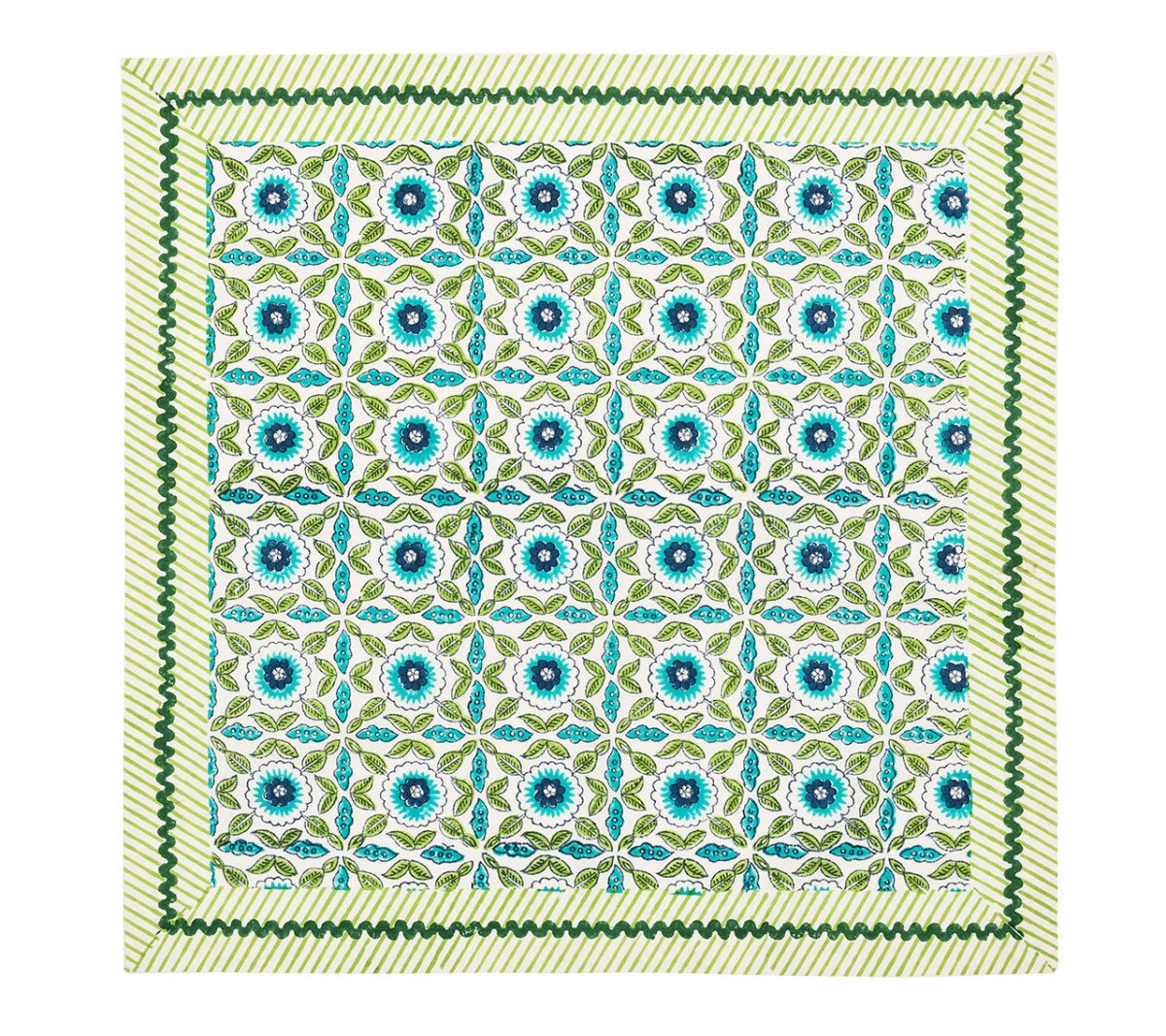 Majorelle Napkin in White, Blue  & Green Set of 4 by Kim Seybert