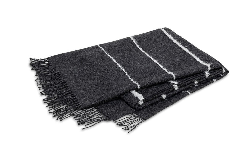 Amelia Stripe Charcoal Throw by Matouk