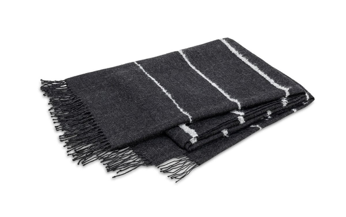 Amelia Stripe Charcoal Throw by Matouk