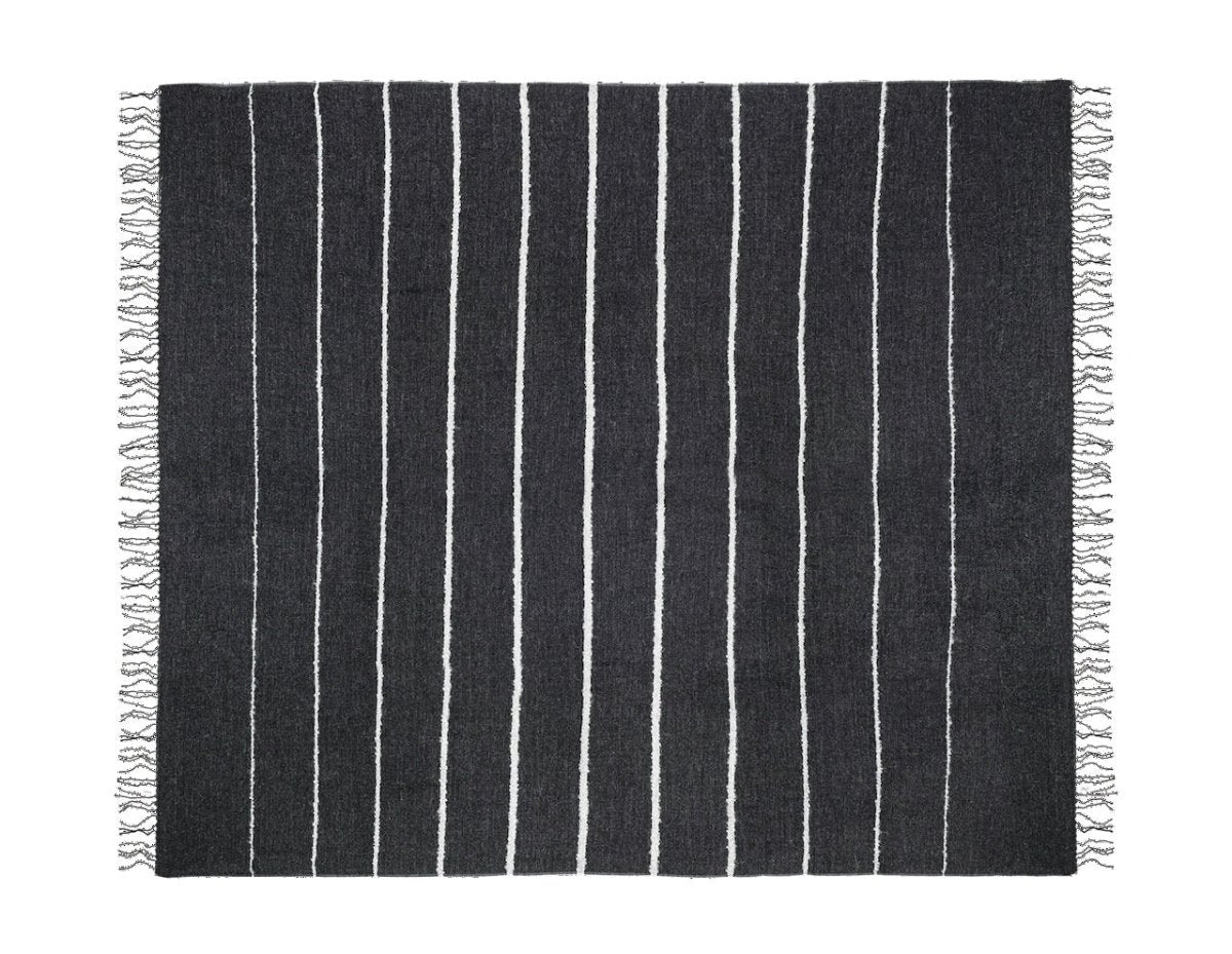 Amelia Stripe Charcoal Throw by Matouk