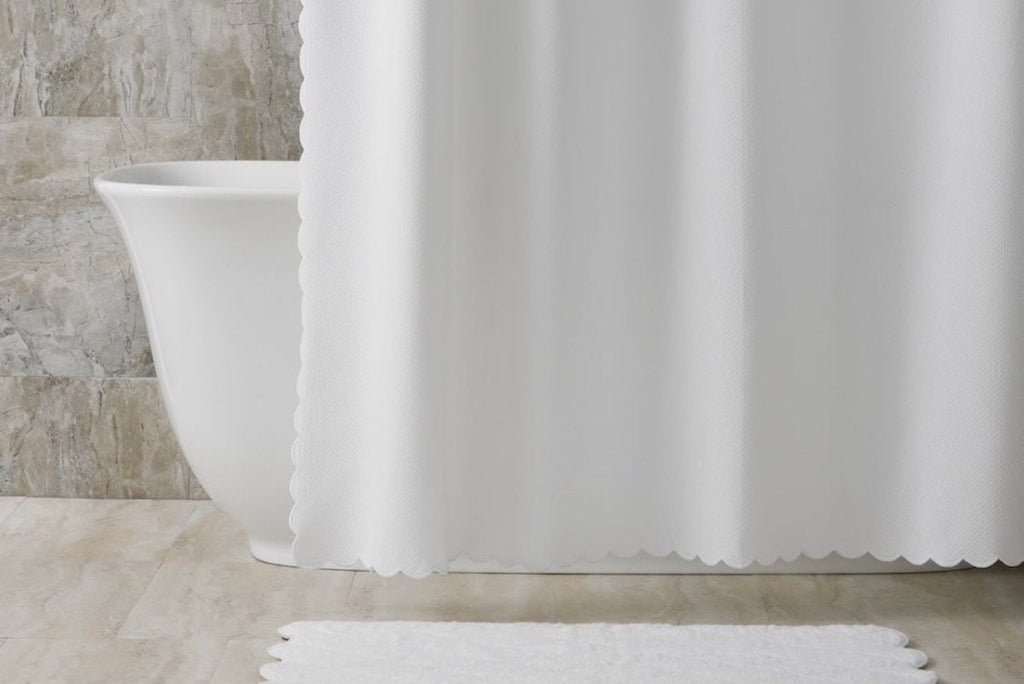 Diamond Pique Scalloped Shower Curtain by Matouk