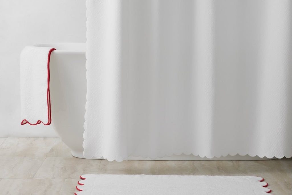 Diamond Pique Scalloped Shower Curtain by Matouk