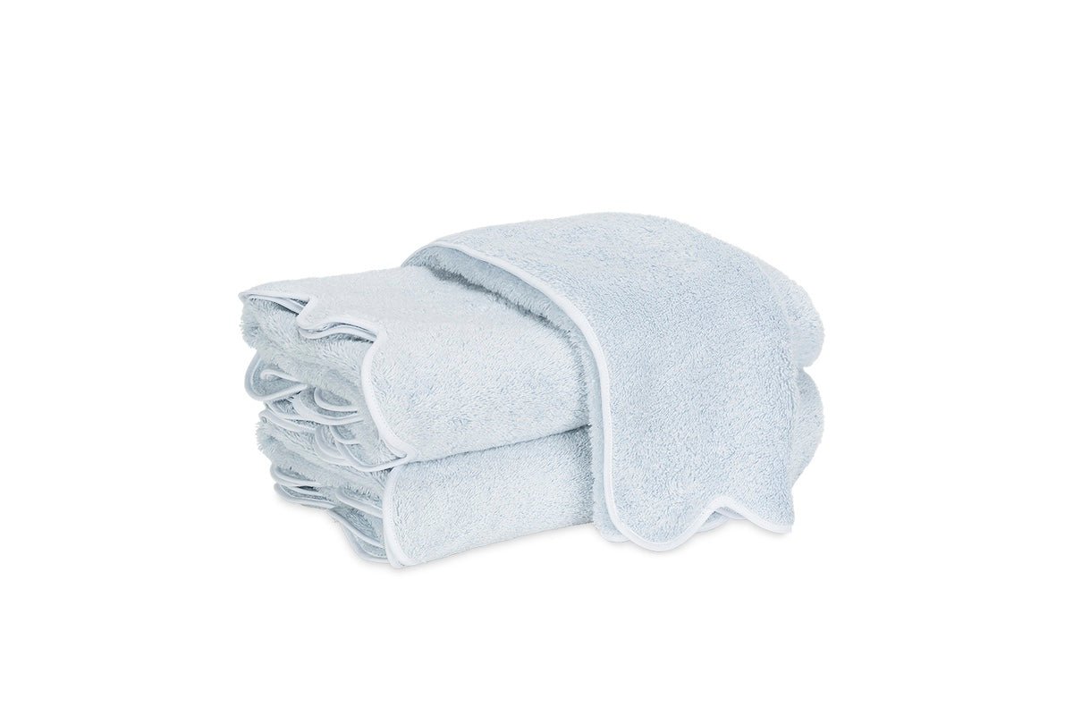 Cairo Scallop Light Blue with White Towels by Matouk