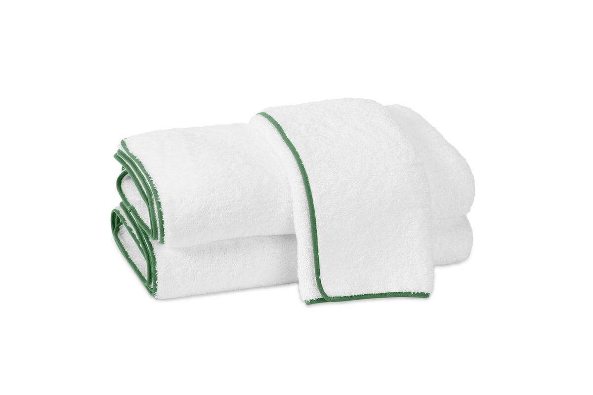Cairo Towels in White with Palm Green by Matouk