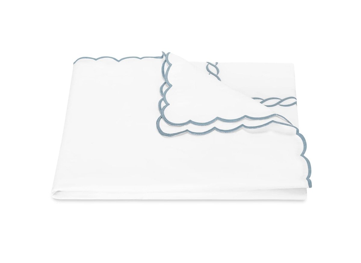 Matouk Classic Chain Scallop Hazy Blue Bedding