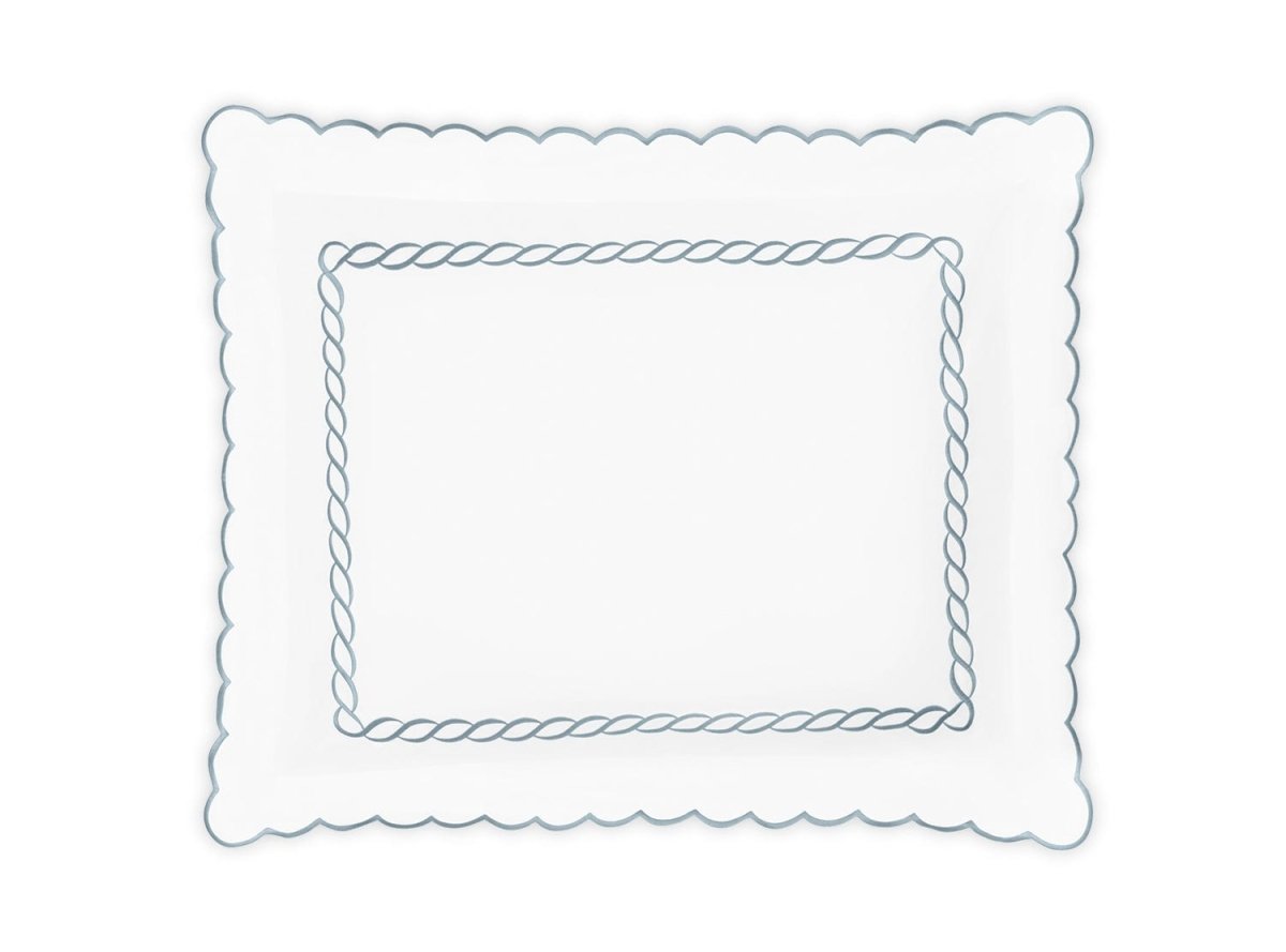 Matouk Classic Chain Scallop Hazy Blue Bedding