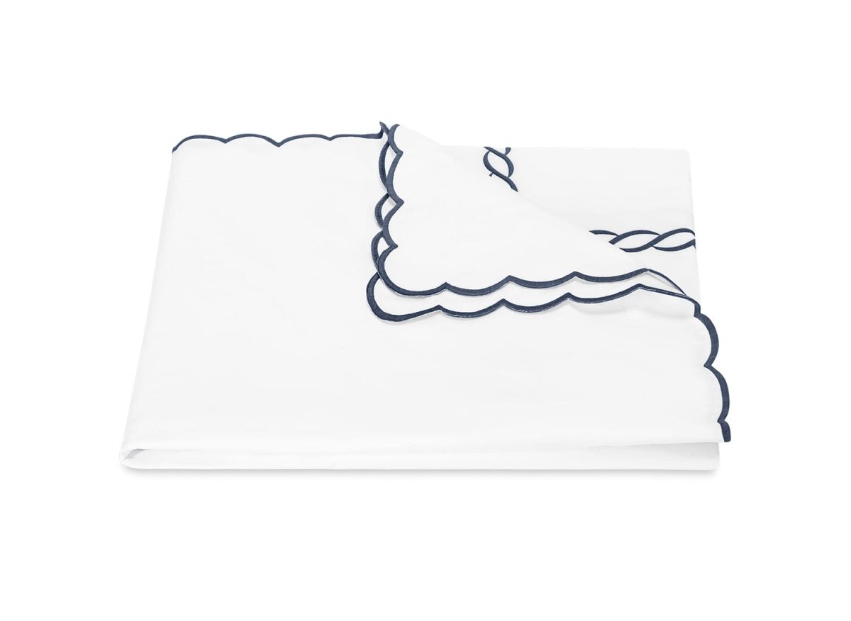 Matouk Classic Chain Scallop Navy Blue Bedding