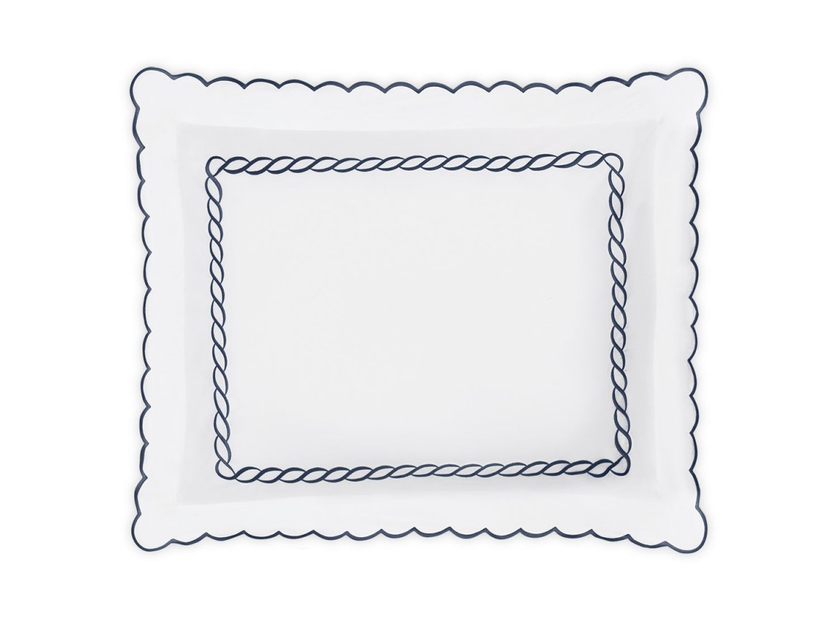 Matouk Classic Chain Scallop Navy Blue Bedding