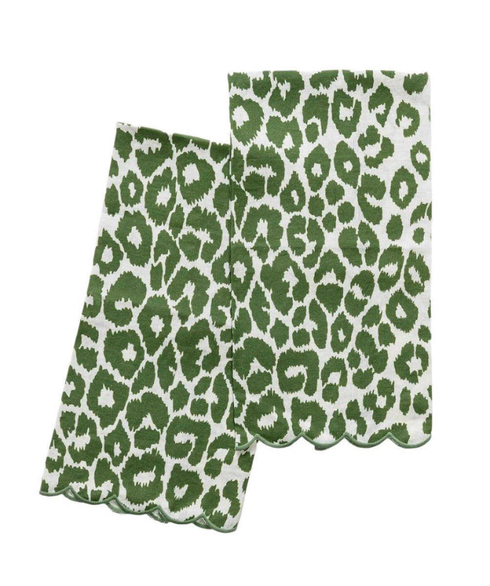 Iconic Leopard Green Guest Towels by Matouk Schumacher