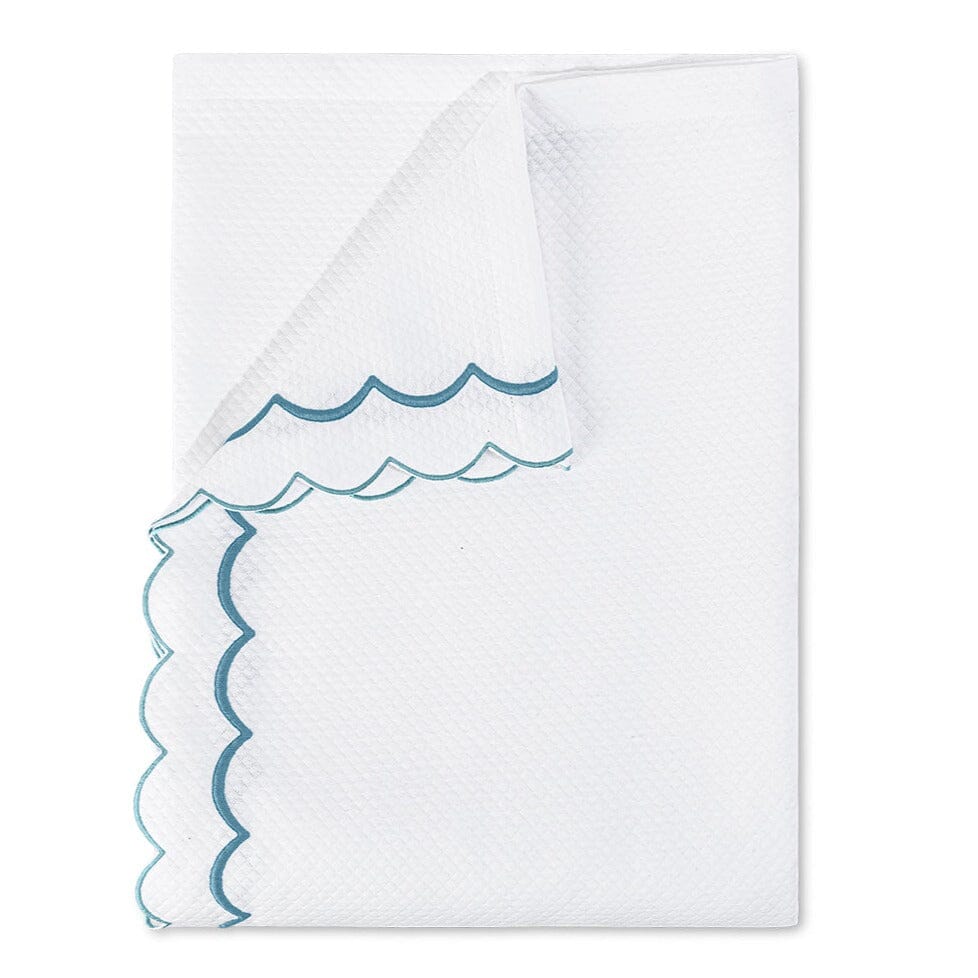 India Diamond Pique Cerulean Coverlets by Matouk