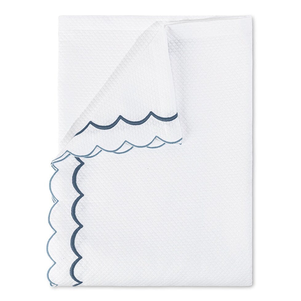 India Diamond Pique Hazy Blue Coverlets by Matouk