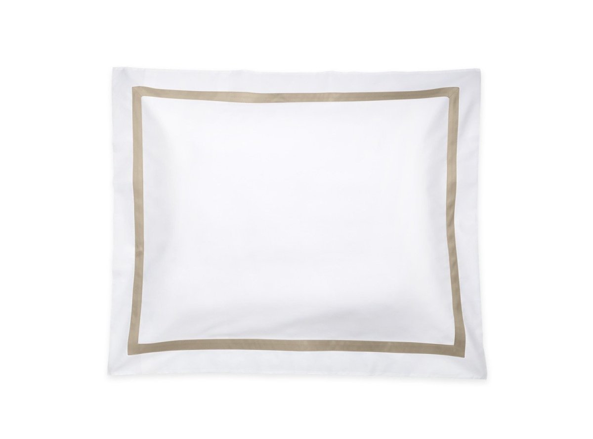 Lowell Khaki on White Bedding by Matouk