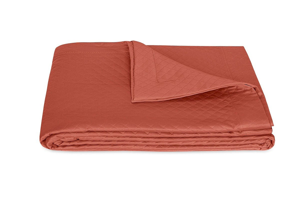 Petra Deep Coral Matelasse Coverlets by Matouk