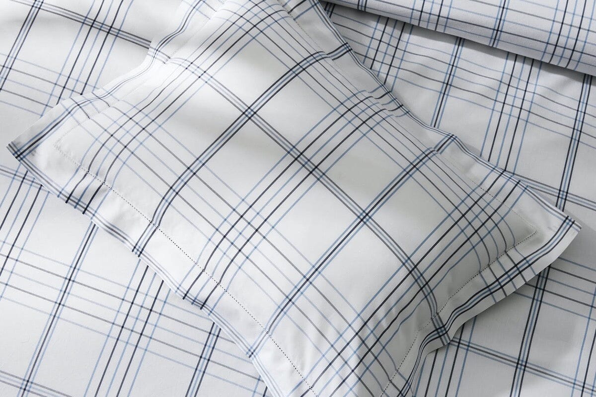 August Plaid Navy Bedding by Matouk | Schumacher