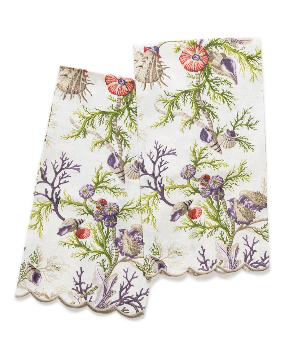 Del Tesoro Sea Orchid 100% Linen Guest Towels by Matouk Schumacher