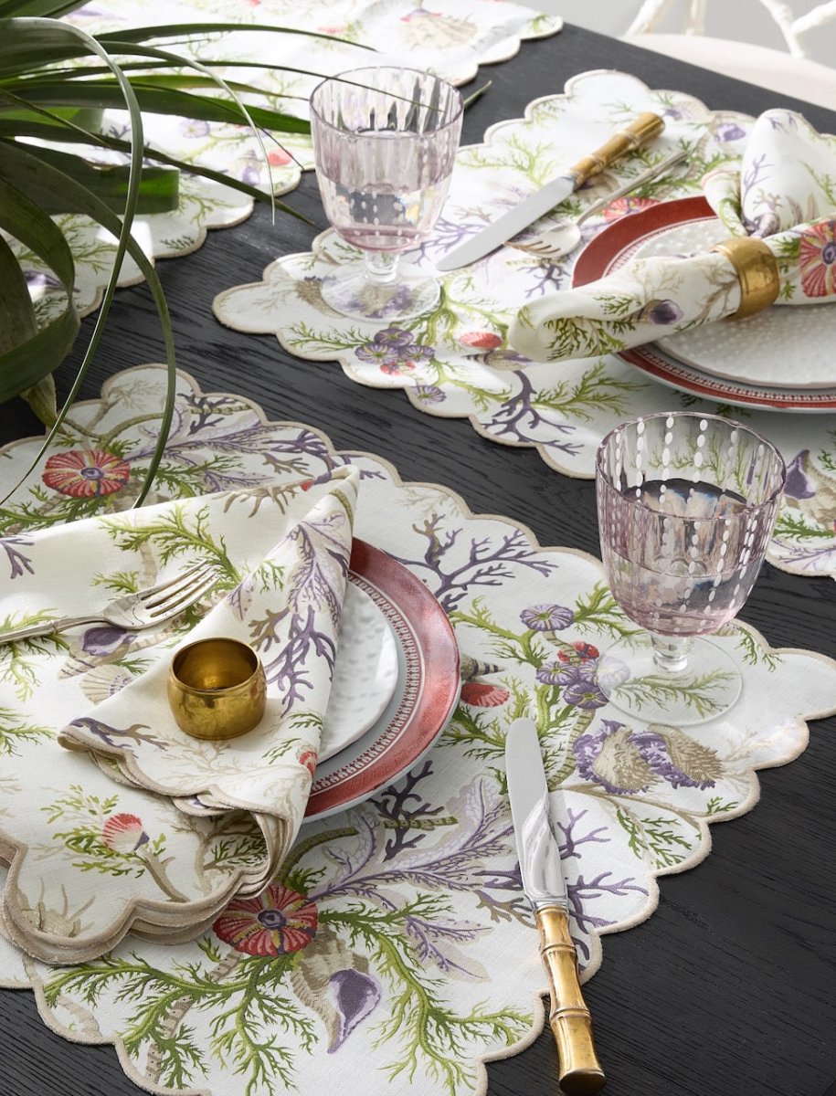 Del Tesoro Sea Orchid Table Linens by Matouk Schumacher