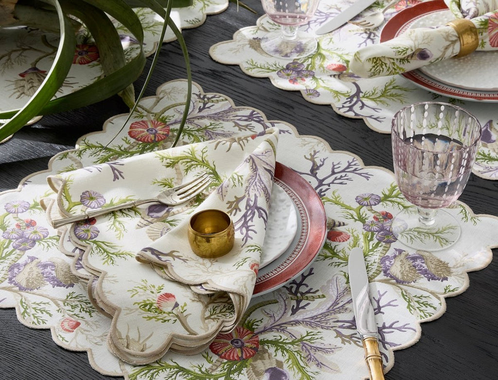 Del Tesoro Sea Orchid Table Linens by Matouk Schumacher