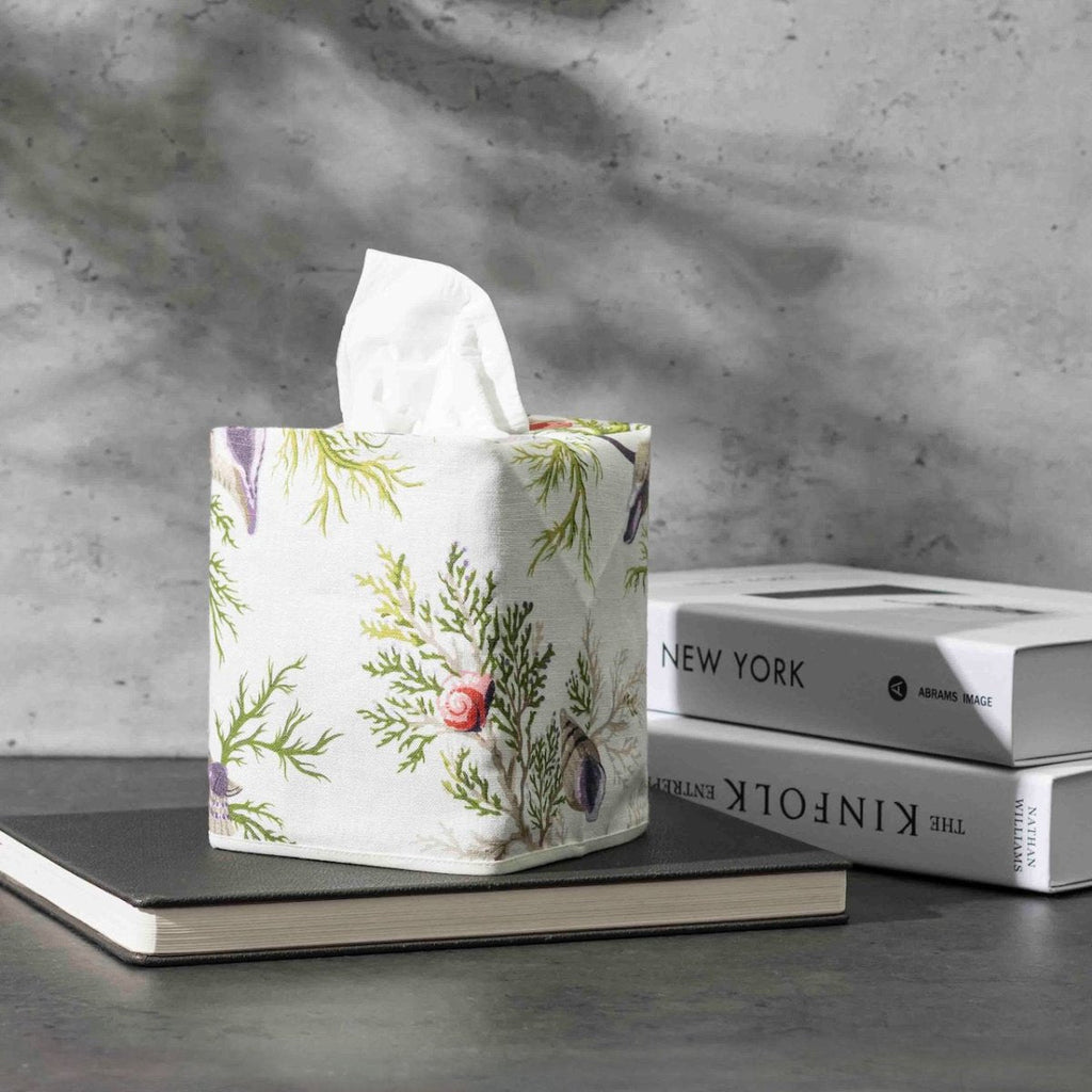 Del Tesoro Sea Orchid 100% Linen Tissue Box Cover by Matouk Schumacher