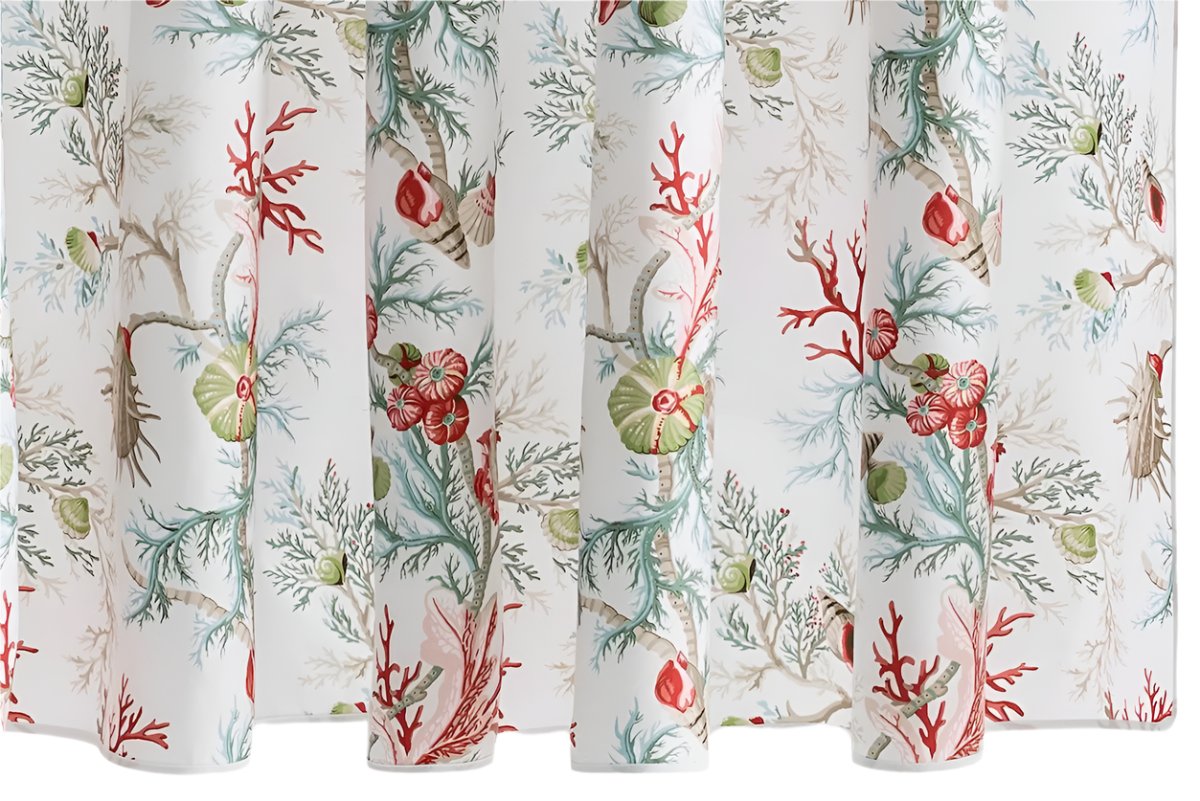 Del Tesoro Coral Cotton Percale Shower Curtain by Matouk Schumacher