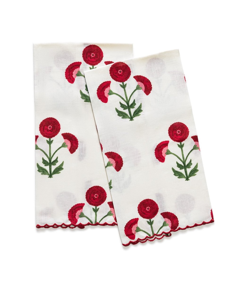 Gisele Scarlet Guest Towels - Set of 2 by Matouk Schumacher