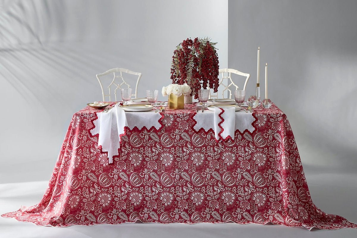 Granada Scarlet Red Tablecloths by Matouk Schumacher