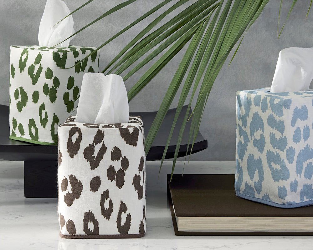 Iconic Leopard Tissue Box Covers by Matouk Schumacher