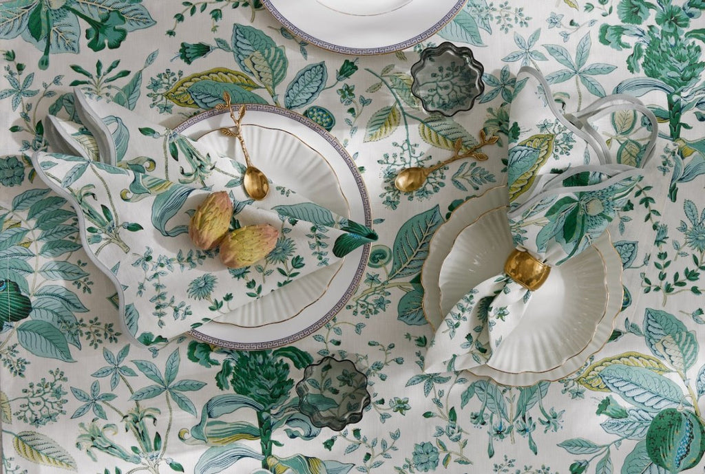 Pomegranate Emerald Green Tablecloths by Matouk Schumacher