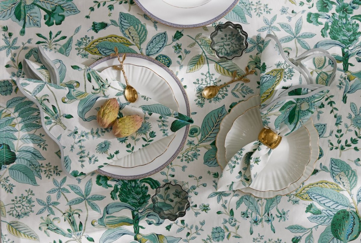 Pomegranate Emerald Green Tablecloths by Matouk Schumacher