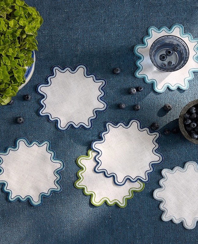 Wave Round Cocktail Napkins by Matouk