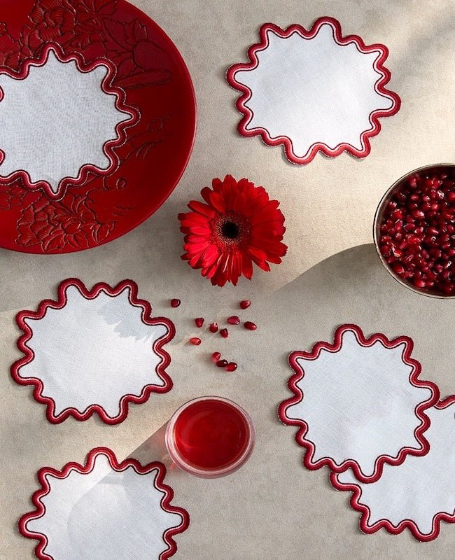 Wave Round Cocktail Napkins by Matouk