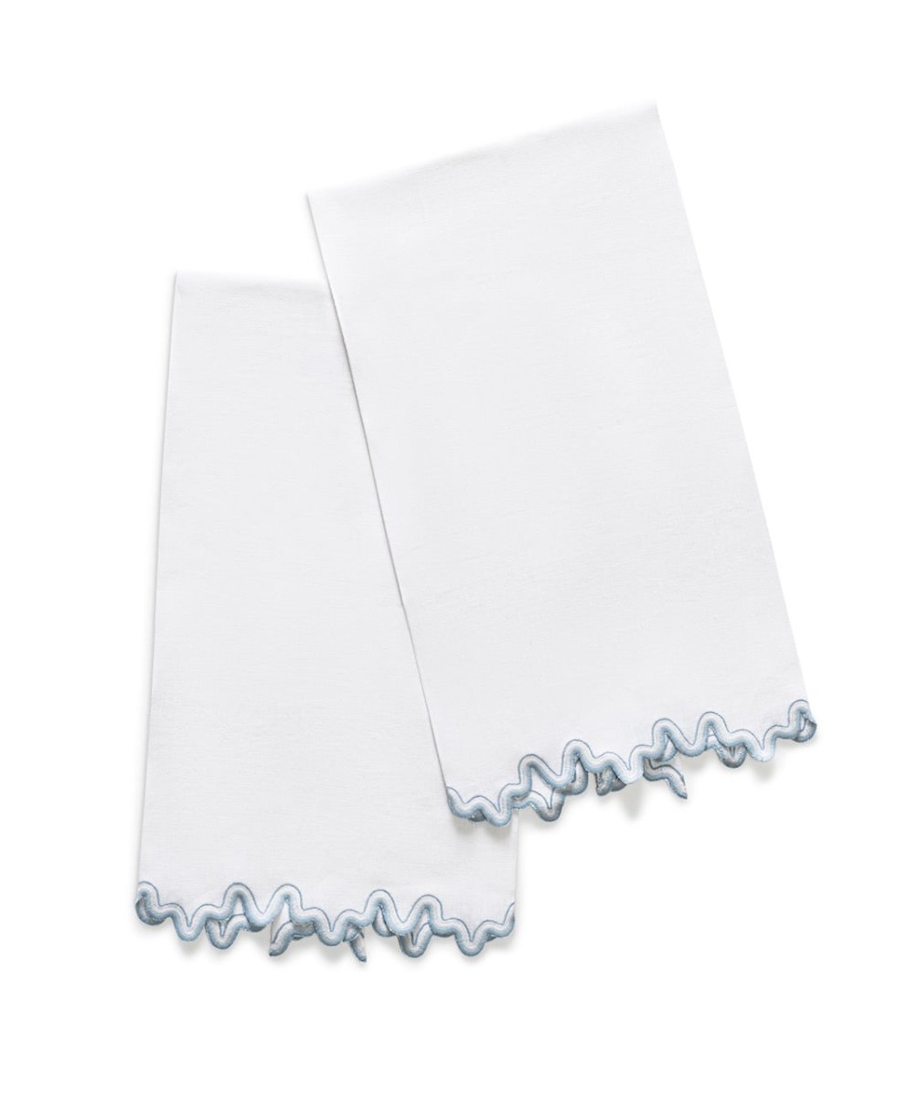 Wave Guest Towels in Hazy Blue by Matouk