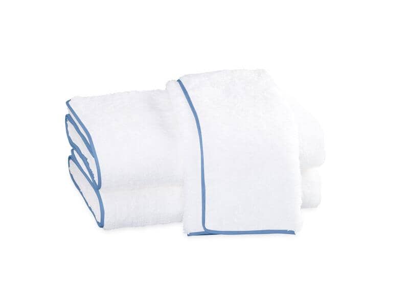Cairo Towels in White with Azure by Matouk